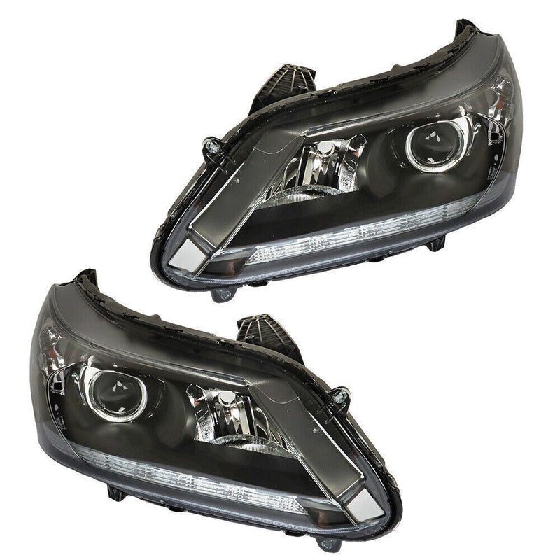 DURAFORCE Right+Left Side Headlight For 2013-2015 Honda Accord [Halogen] W/LED DRL