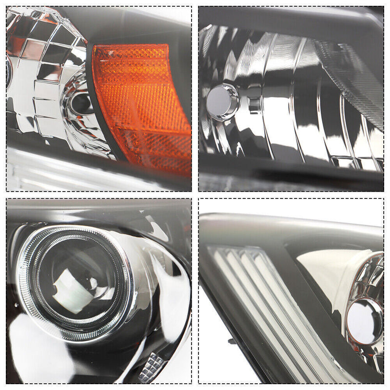 DURAFORCE Right+Left Side Headlight For 2013-2015 Honda Accord [Halogen] W/LED DRL