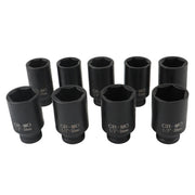 DURAFORCE 9Pcs Deep Impact Socket Set 1/2"Drive Metric Axle Hub Nut Socket 29-38mm