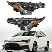 DURAFORCE Left+Right Headlight For 2020-2021 Toyota Corolla SE XSE LED Black