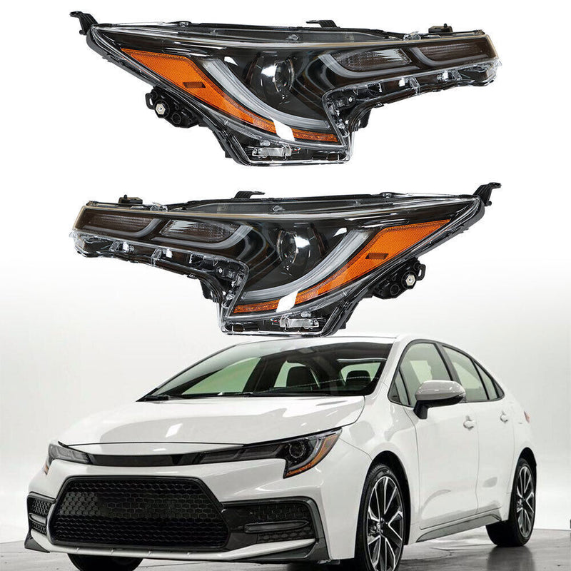 DURAFORCE Left+Right Headlight For 2020-2021 Toyota Corolla SE XSE LED Black