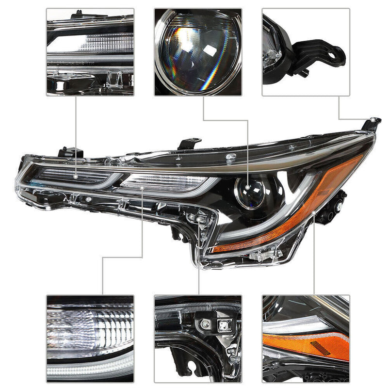 DURAFORCE Left+Right Headlight For 2020-2021 Toyota Corolla SE XSE LED Black