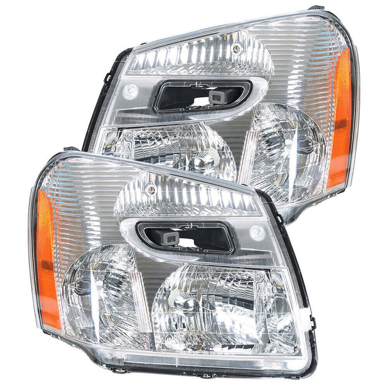 DURAFORCE Right&Left Headlights For 2005-2009 Chevy Equinox Chrome Clear Projector