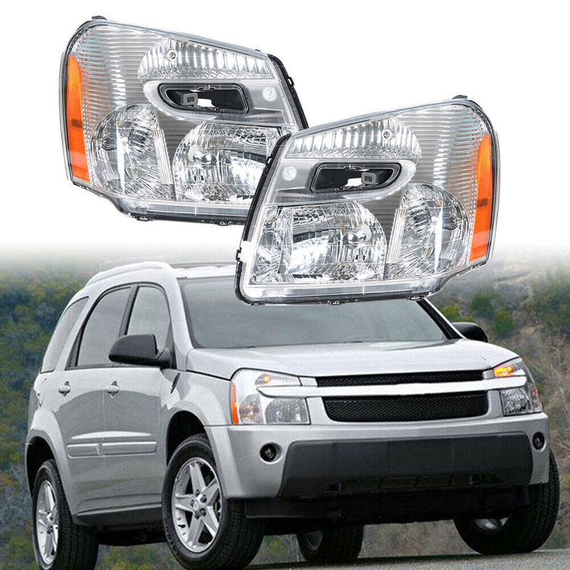 DURAFORCE Right&Left Headlights For 2005-2009 Chevy Equinox Chrome Clear Projector
