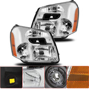 DURAFORCE Right&Left Headlights For 2005-2009 Chevy Equinox Chrome Clear Projector
