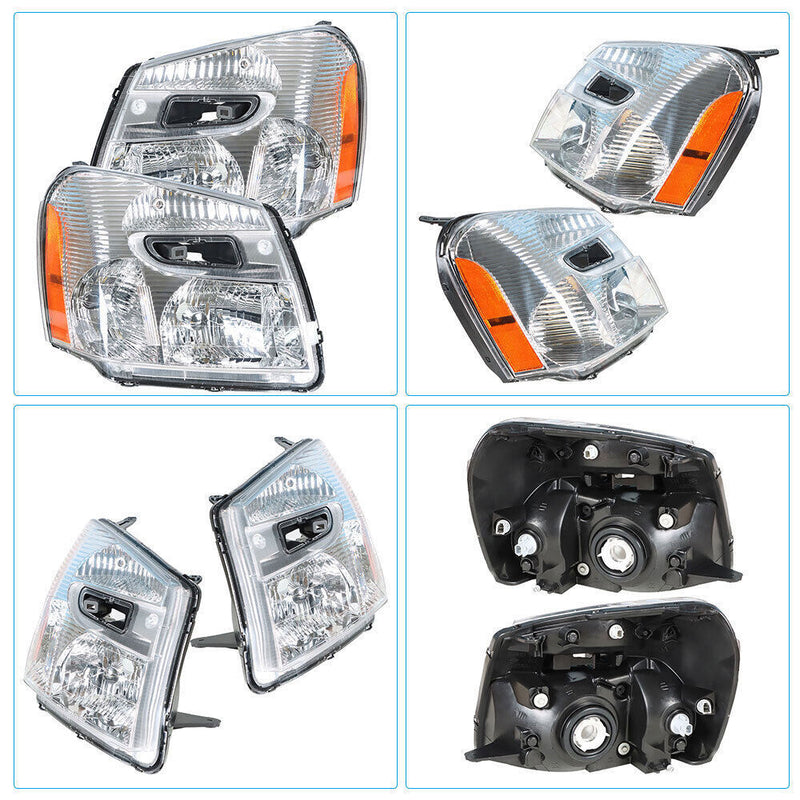 DURAFORCE Right&Left Headlights For 2005-2009 Chevy Equinox Chrome Clear Projector