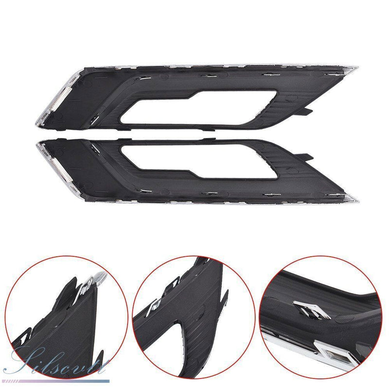DURAFORCE Fog Light Lamp Cover Bezel For 2017-2018 Ford Fusion LH+RH Side Chrome