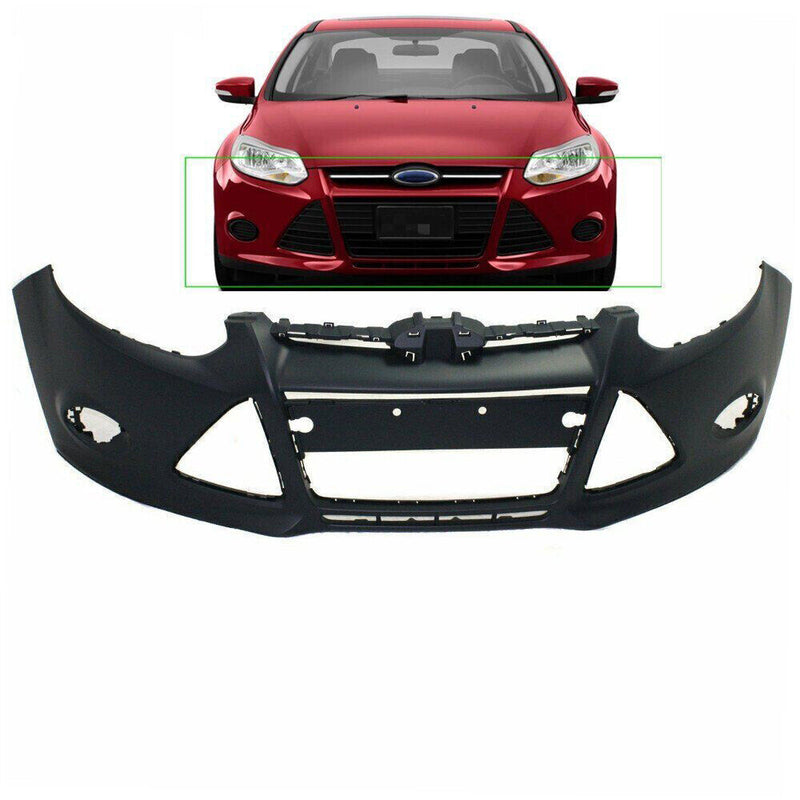 DURAFORCE Front Bumper Cover For 2012-2014 Ford Focus Sedan W/ Tow Hole Primered