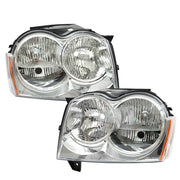 DURAFORCE Left+Right Headlight For 2005-2007 Jeep Grand Cherokee Halogen Chrome
