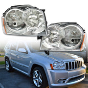 DURAFORCE Left+Right Headlight For 2005-2007 Jeep Grand Cherokee Halogen Chrome