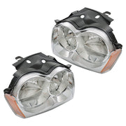 DURAFORCE Left+Right Headlight For 2005-2007 Jeep Grand Cherokee Halogen Chrome
