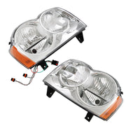 DURAFORCE Left+Right Headlight For 2005-2007 Jeep Grand Cherokee Halogen Chrome