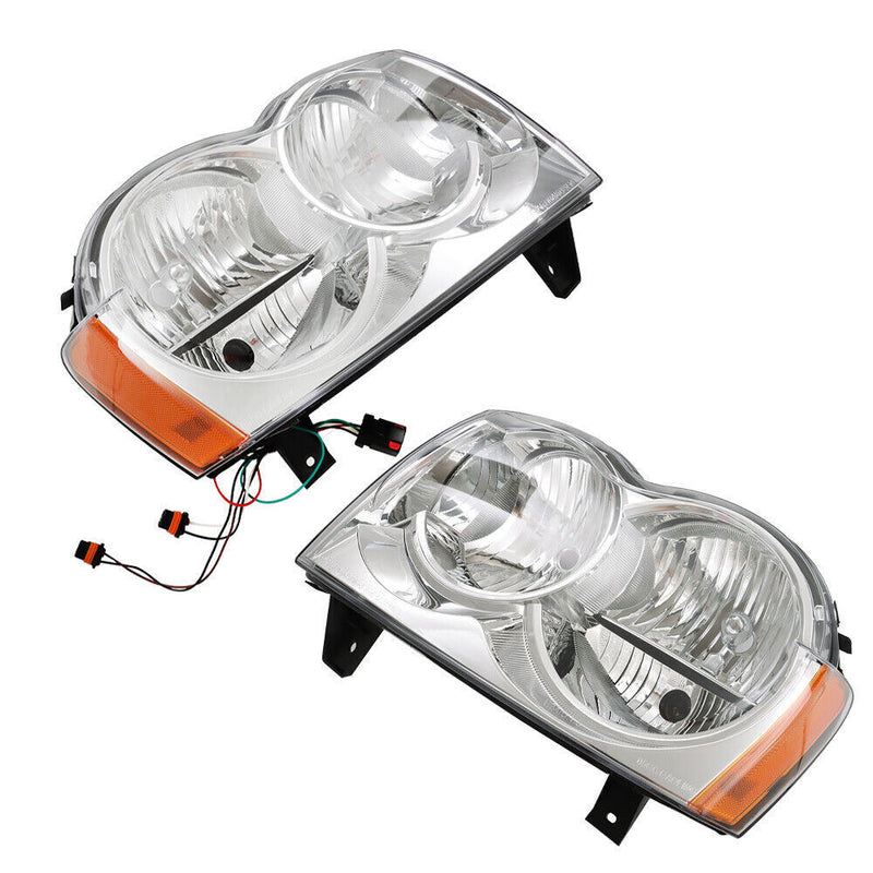 DURAFORCE Left+Right Headlight For 2005-2007 Jeep Grand Cherokee Halogen Chrome