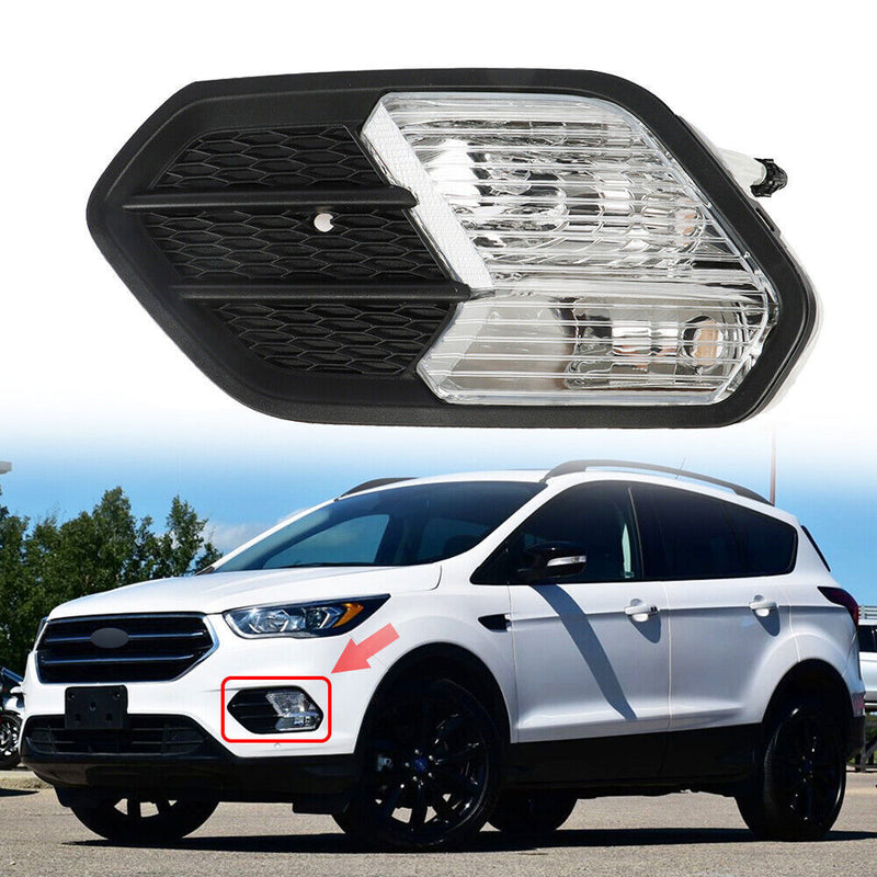 DURAFORCE Left Side Bumper Fog Lights For 2017 2018 2019 Ford Escape Lamps+Cover