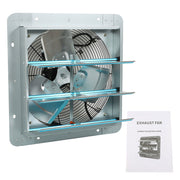 DURAFORCE Shutter Exhaust Fan 14 Inch Aluminum High Speed Wall Mounted Greenhouse Garage