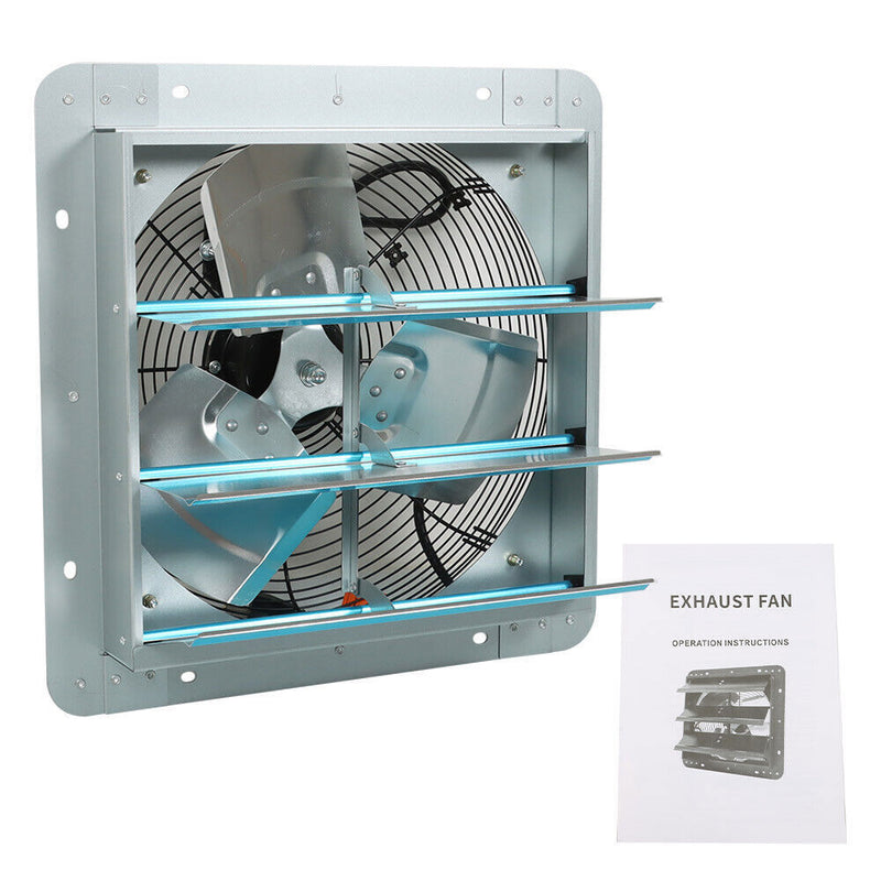 DURAFORCE Shutter Exhaust Fan 14 Inch Aluminum High Speed Wall Mounted Greenhouse Garage