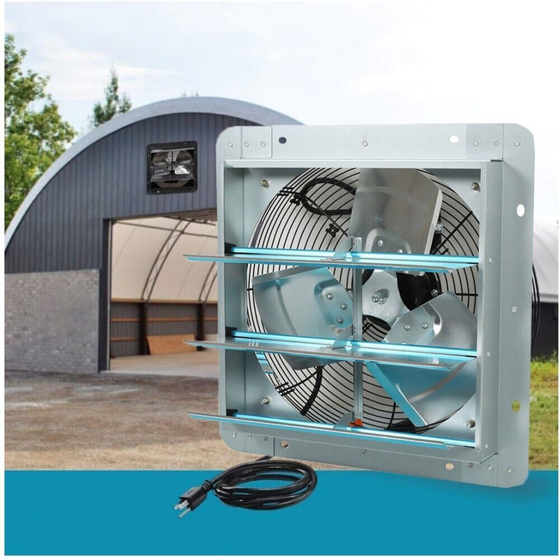 DURAFORCE Shutter Exhaust Fan 14 Inch Aluminum High Speed Wall Mounted Greenhouse Garage
