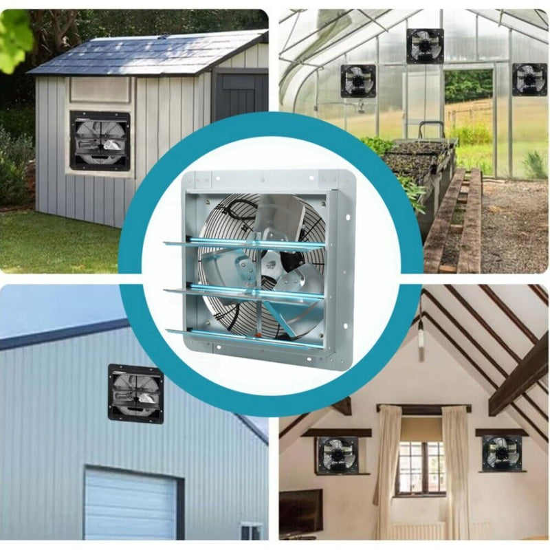 DURAFORCE Shutter Exhaust Fan 14 Inch Aluminum High Speed Wall Mounted Greenhouse Garage