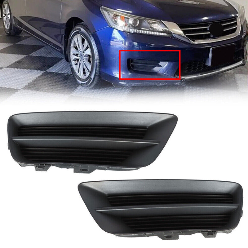 DURAFORCE Left+Right Side Fog Light Cover For 2013-2015 Honda Accord Sedan Black