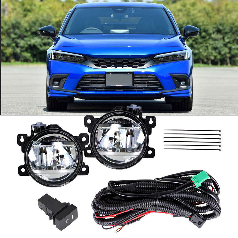 DURAFORCE Left+Right LED Fog Lights For 2017-2021 Honda Civic Sedan W/Cable Switch