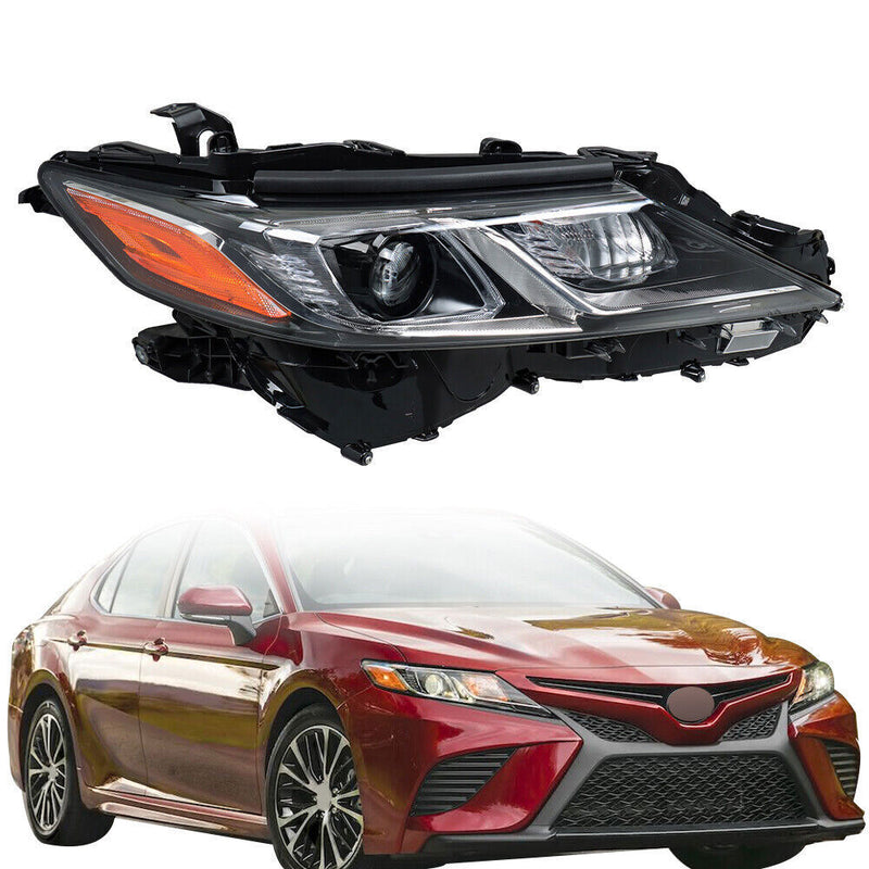 DURAFORCE Right Side Headlight For 2018-2022 Toyota Camry L LE SE Black Clear Lens