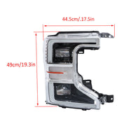 DURAFORCE Right Full LED Headlight For 2020-2022 Ford F250 SuperDuty Chrome Trim