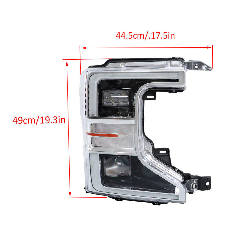DURAFORCE Right Full LED Headlight For 2020-2022 Ford F250 SuperDuty Chrome Trim