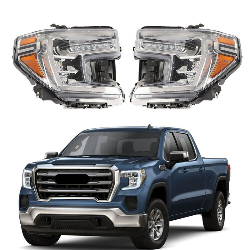DURAFORCE Right+Left Headlights For 2019-2021 GMC Sierra 1500 W/LED Signal Lamp