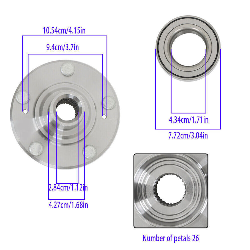 DURAFORCE Wheel Hub Bearing Kits For 2012-2015 Honda Civic DX EX GX LX 1.8L 1.5L
