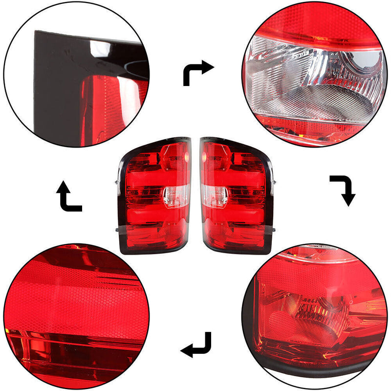 DURAFORCE LH+RH Tail Light For 2007-2013 Chevy Silverado 1500 2500 3500 Taillamps