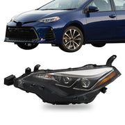 DURAFORCE Left Headlight For 2017-2019 Toyota Corolla SE XSE XLE LED Black Housing