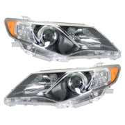DURAFORCE Left+Right Headlight For 2012-2014 Toyota Camry Clear Lens Halogen Black