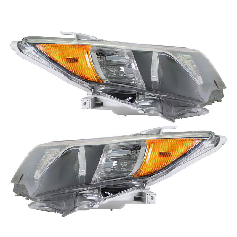 DURAFORCE Left+Right Headlight For 2012-2014 Toyota Camry Clear Lens Halogen Black