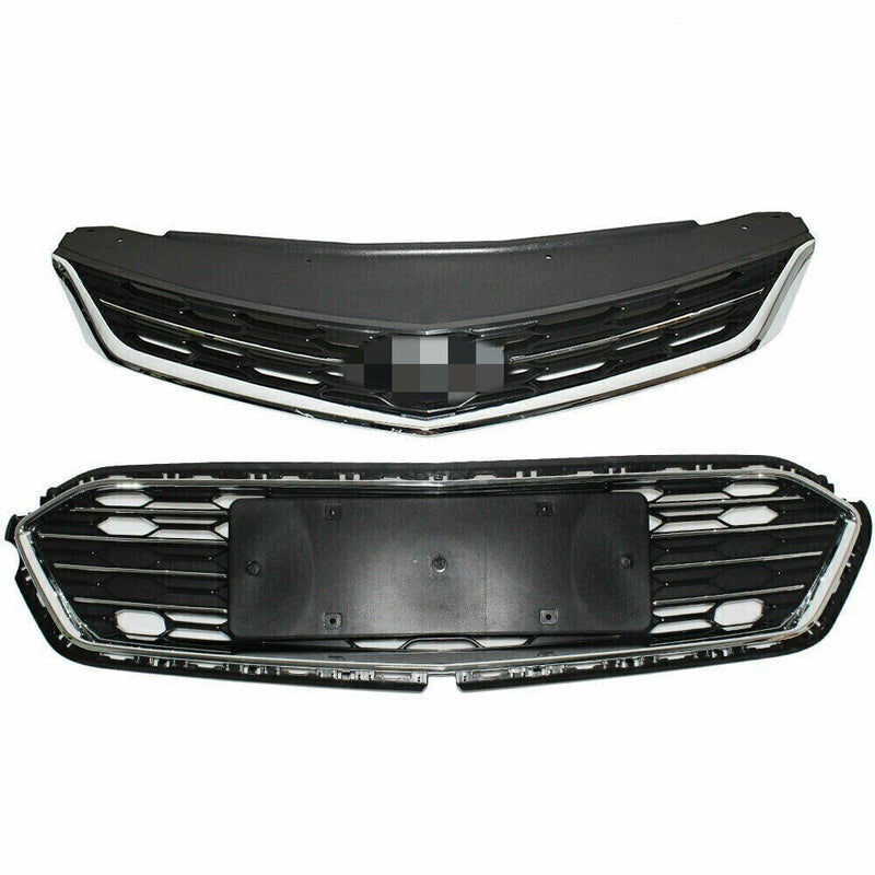 DURAFORCE Front Bumper Upper+Lower Grille For 2016-2018 Chevrolet Cruze Chrome