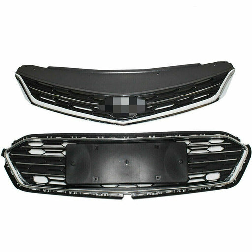 DURAFORCE Front Bumper Upper+Lower Grille For 2016-2018 Chevrolet Cruze Chrome