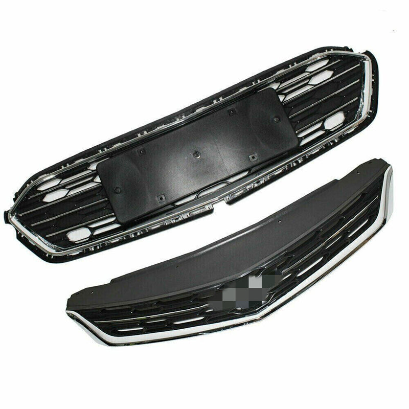 DURAFORCE Front Bumper Upper+Lower Grille For 2016-2018 Chevrolet Cruze Chrome
