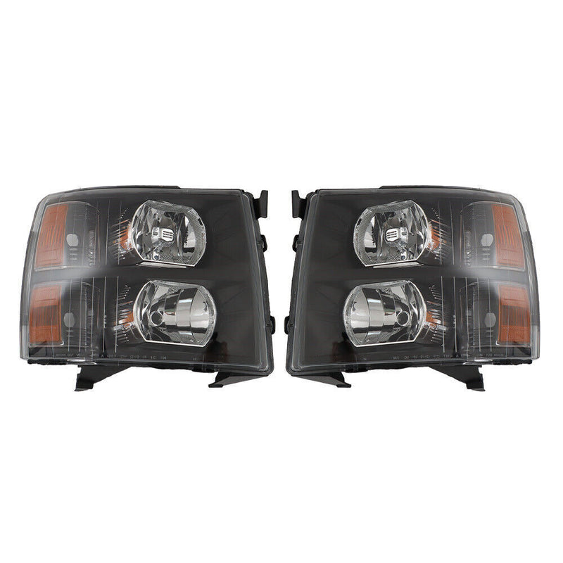 DURAFORCE Pair Headlight Fit For 2007-2014 Chevy Silverado1500 2500HD 3500HD Black