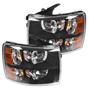 DURAFORCE Pair Headlight Fit For 2007-2014 Chevy Silverado1500 2500HD 3500HD Black