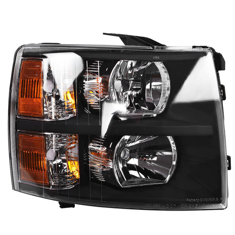 DURAFORCE Pair Headlight Fit For 2007-2014 Chevy Silverado1500 2500HD 3500HD Black