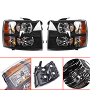 DURAFORCE Pair Headlight Fit For 2007-2014 Chevy Silverado1500 2500HD 3500HD Black