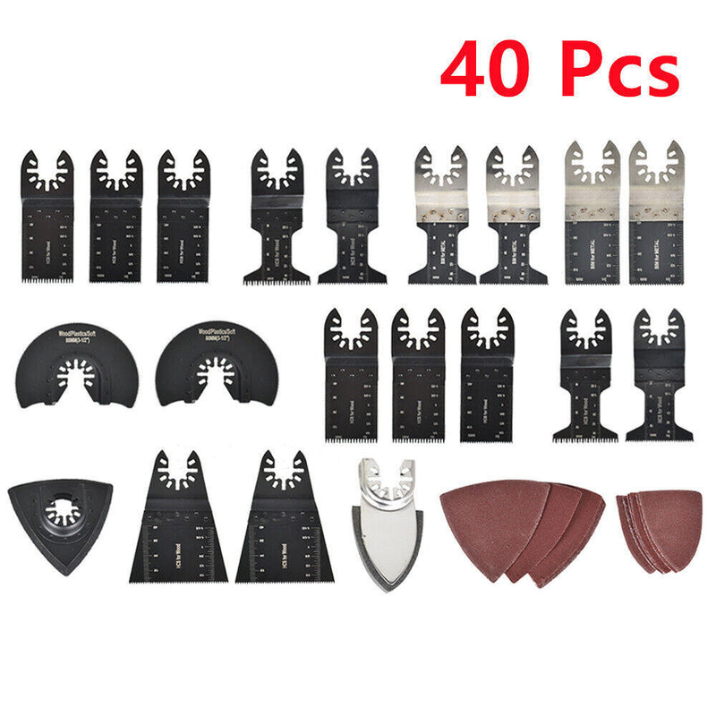 DURAFORCE 40Pcs Oscillating Tool Kit Universal Metal Multitool Saw Blades With Sandpaper