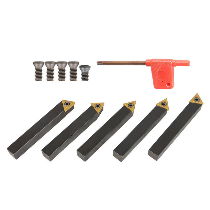DURAFORCE 1/2 In Indexable Carbide Insert Turning ToolBit Holder Set Fit For Lathe 5 Pack