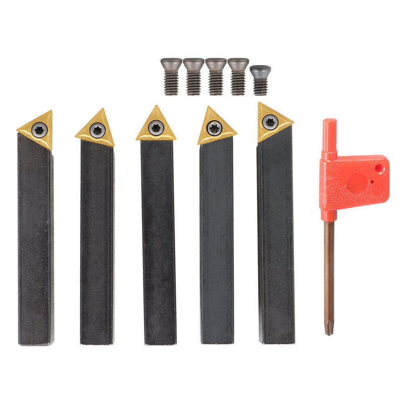 DURAFORCE 1/2 In Indexable Carbide Insert Turning ToolBit Holder Set Fit For Lathe 5 Pack