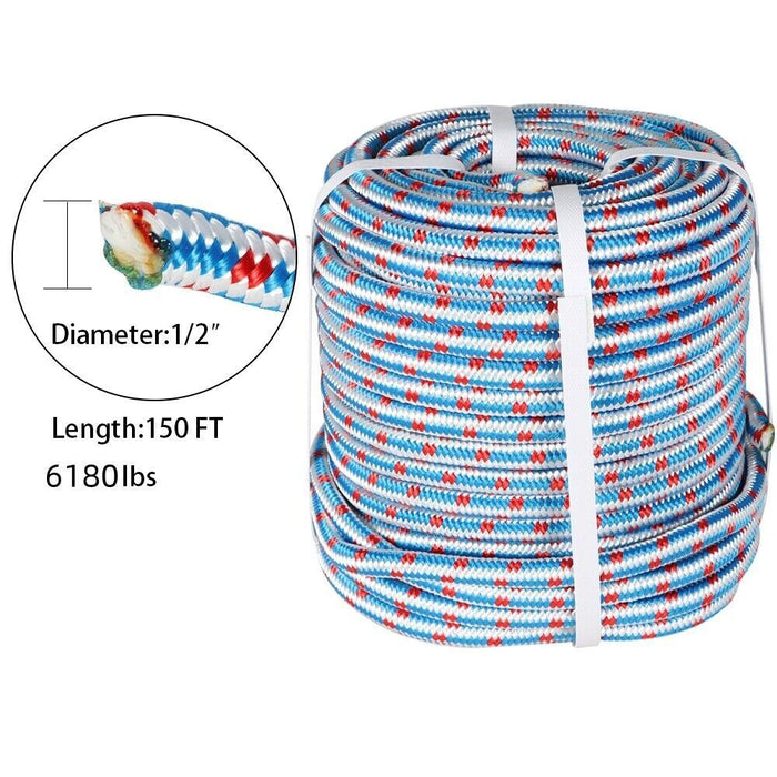 DURAFORCE 1/2"×150' 16 Strand Double Braid Polyester Nylon Arborist Tree Climbing Rope