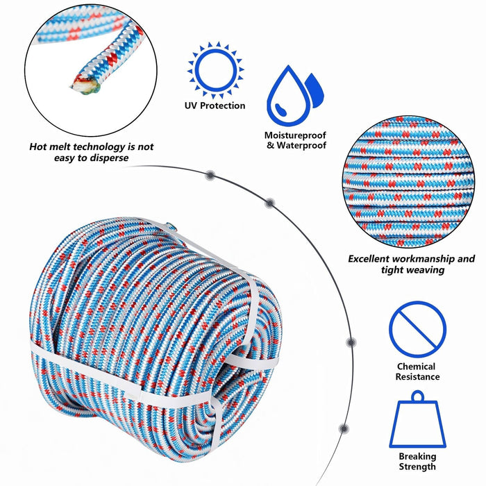 DURAFORCE 1/2"×150' 16 Strand Double Braid Polyester Nylon Arborist Tree Climbing Rope