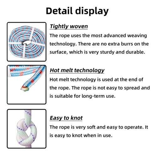 DURAFORCE 1/2"×150' 16 Strand Double Braid Polyester Nylon Arborist Tree Climbing Rope