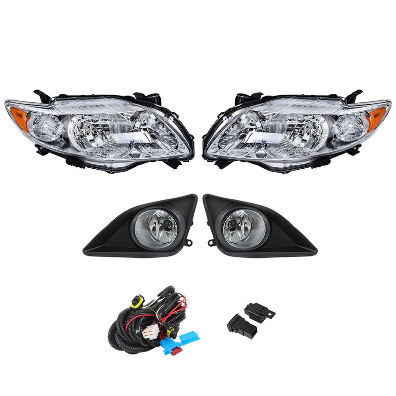 DURAFORCE Pair Halogen Headlight Amber Corner&Fog Lights Kits For 2009-10 Corolla