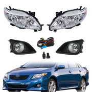 DURAFORCE Pair Halogen Headlight Amber Corner&Fog Lights Kits For 2009-10 Corolla