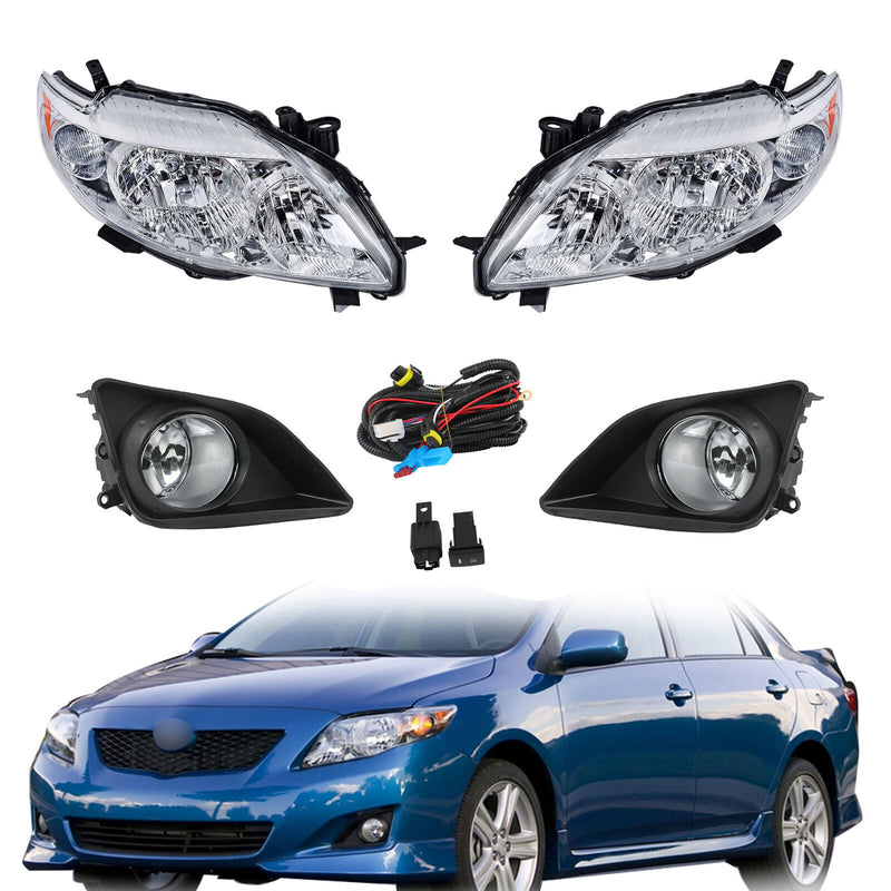 DURAFORCE Pair Halogen Headlight Amber Corner&Fog Lights Kits For 2009-10 Corolla