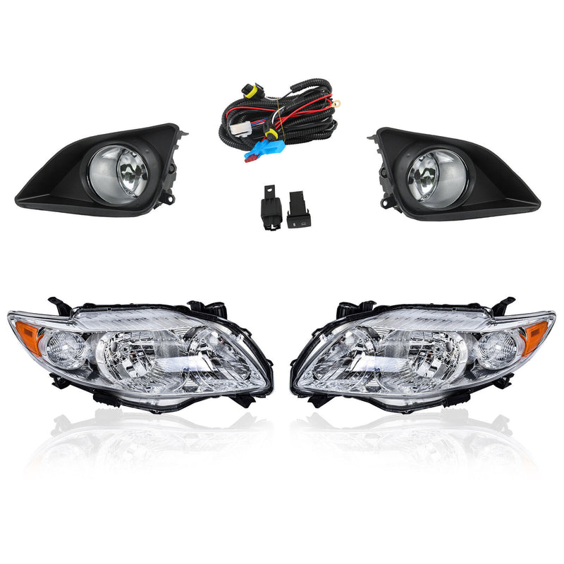 DURAFORCE Pair Halogen Headlight Amber Corner&Fog Lights Kits For 2009-10 Corolla